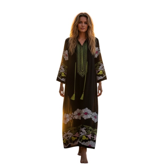Bohemia Embroidered long Dress Kaftan - Picture 7 of 14
